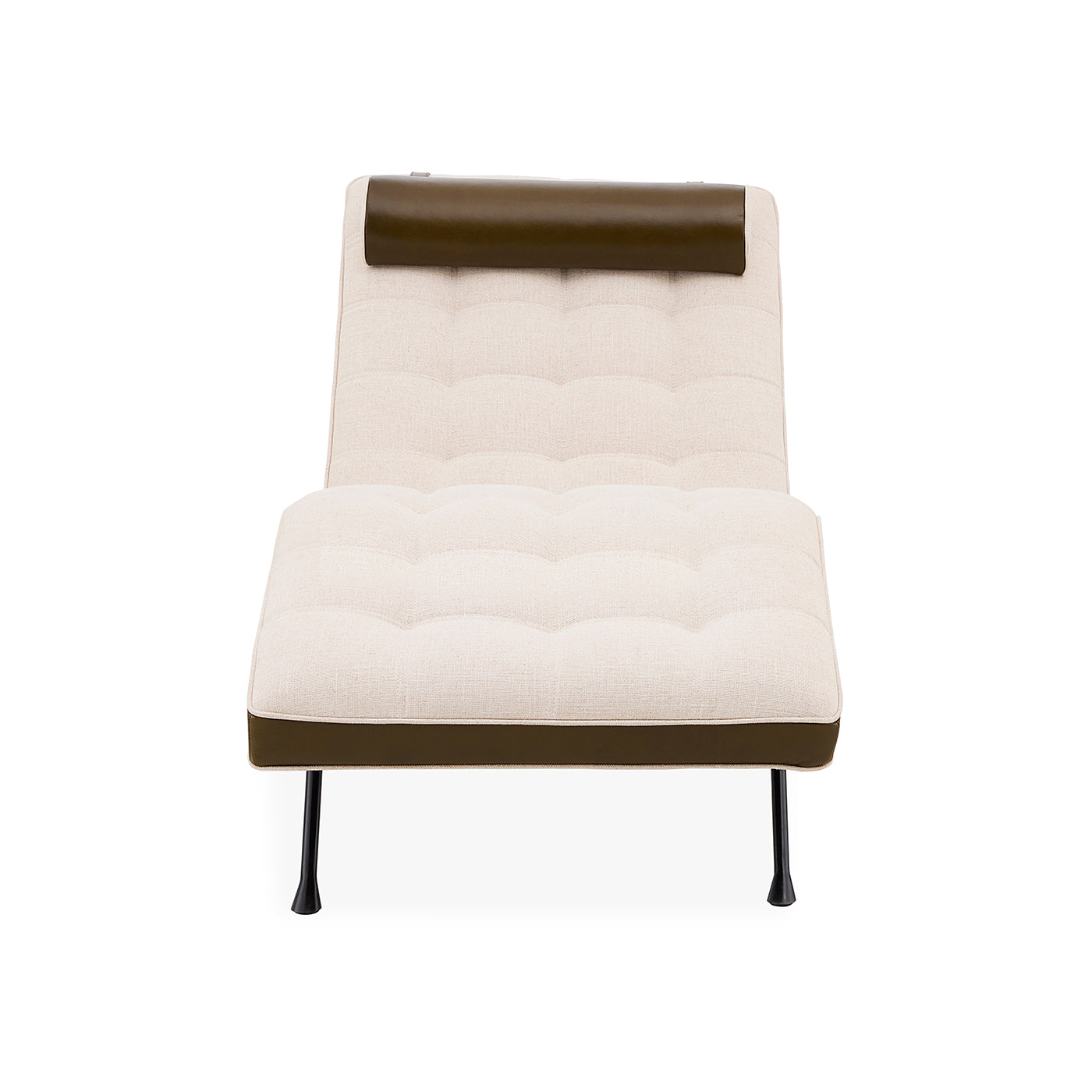 Modern lounge chair with white cushion and brown backrest on a white background