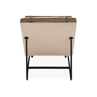 Beige ottoman with black legs on a white background