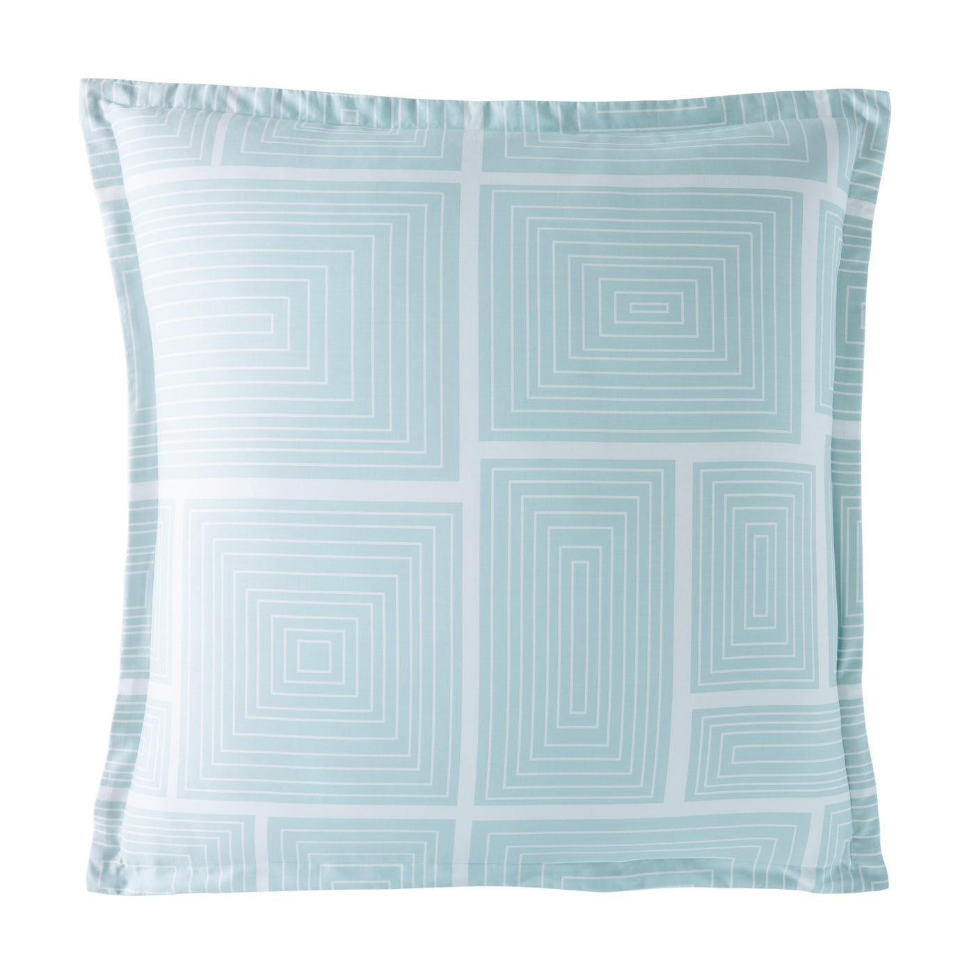 blocks sham supima cotton blue euro size - front view