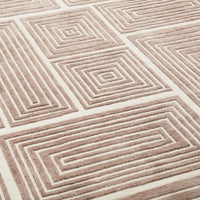 blocks hand-knotted rug wool champagne - detail view