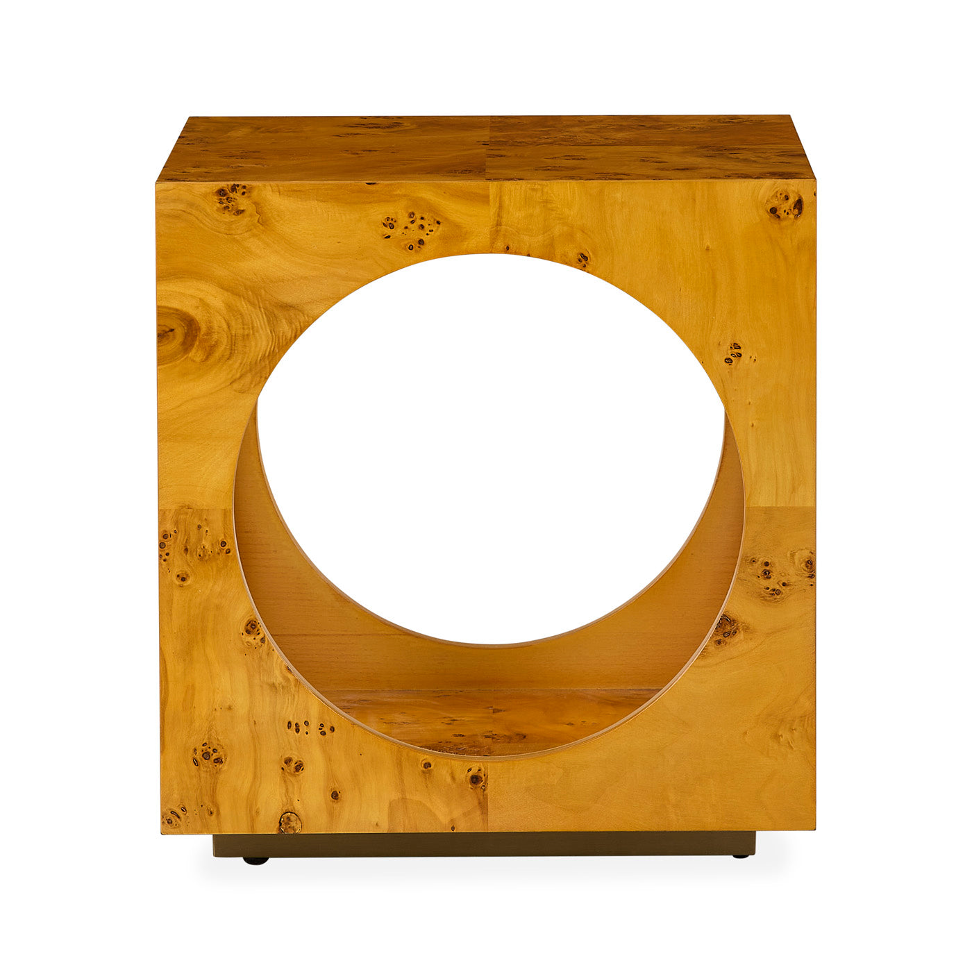 bond cube accent table burl wood mappa wood natural - side view