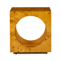 bond cube accent table burl wood mappa wood natural - side view