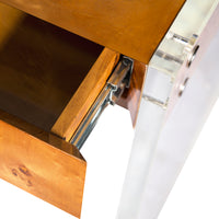 bond desk burl wood top clear acrylic frame - detail view 2