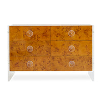 bond six-drawer dresser burl wood acrylic frame - detail view 1