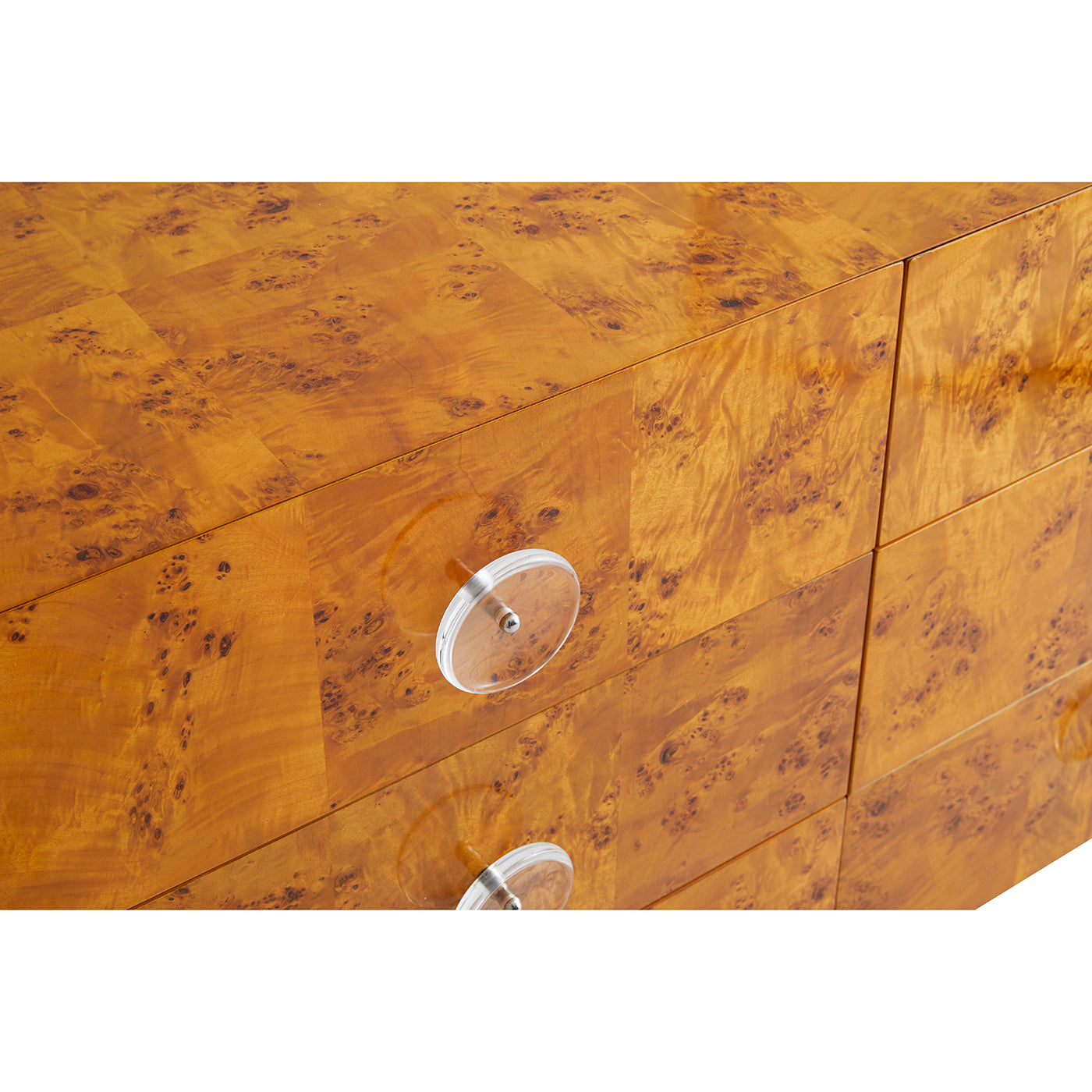bond six-drawer dresser burl wood acrylic frame - detail view 2