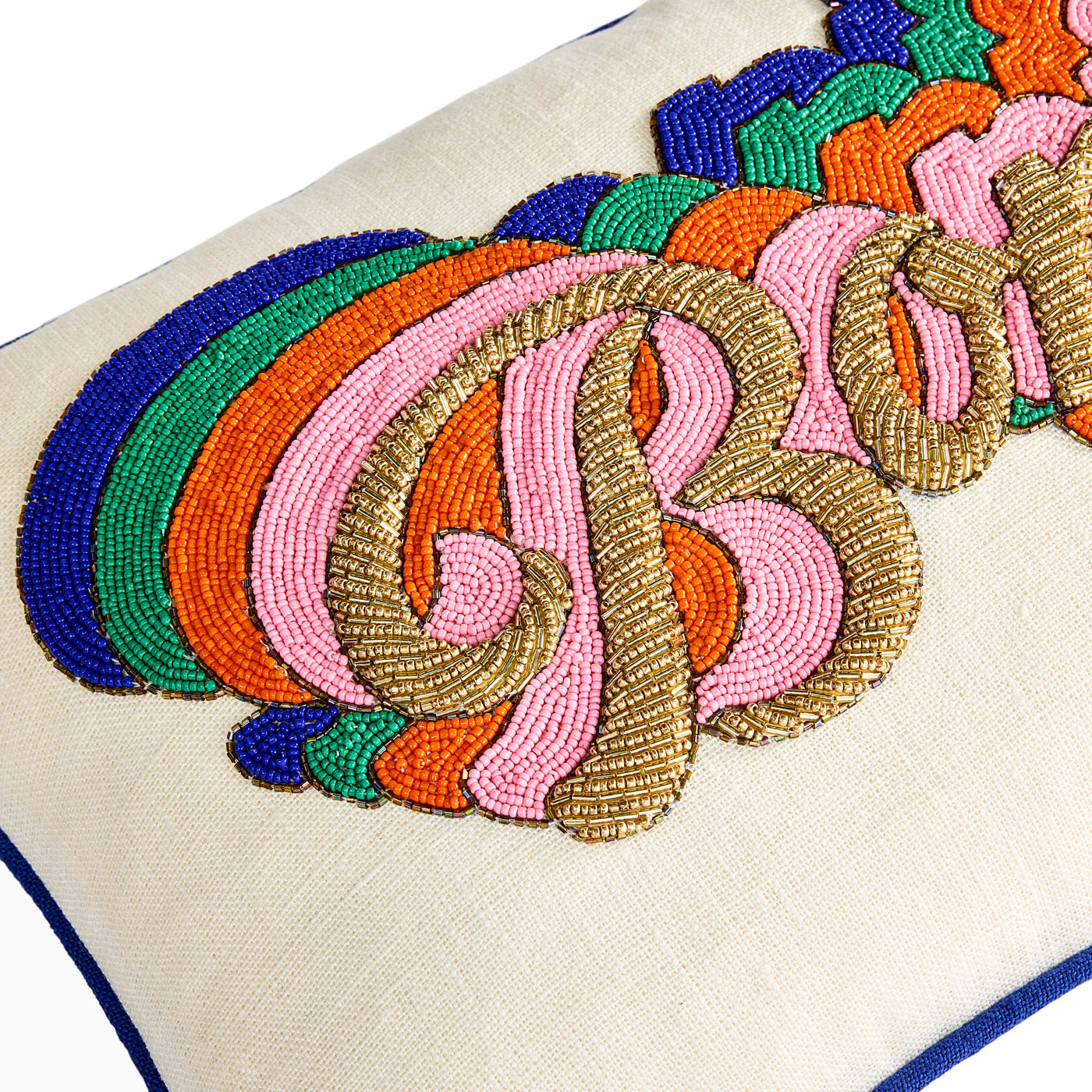 Bonjour Beaded Pillow in Glass Beads and Linen | Jonathan Adler