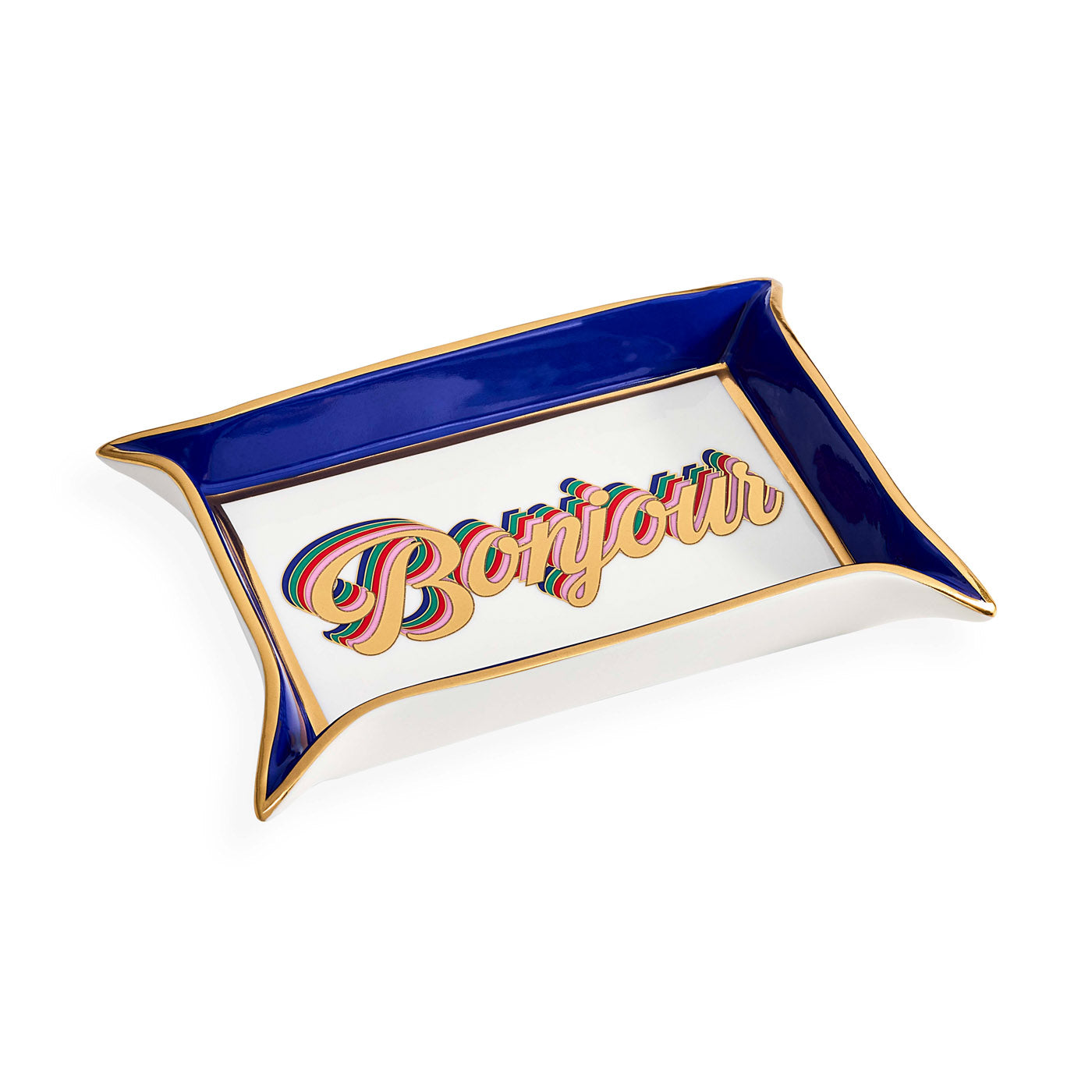 Bonjour Valet Tray in Porcelain with Gold Accents | Jonathan Adler