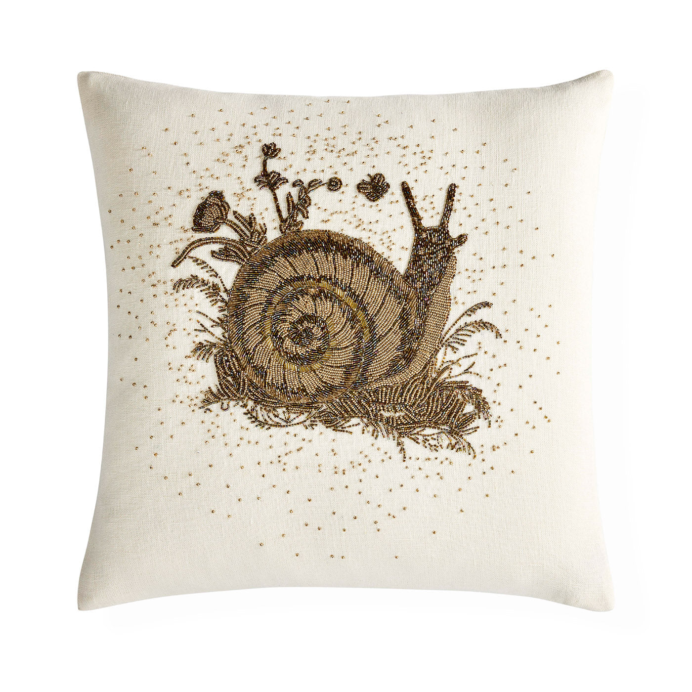 Botanist Snail Beaded Pillow - front view