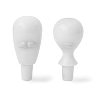 mr. and mrs. muse bottle stopper porcelain white - front view
