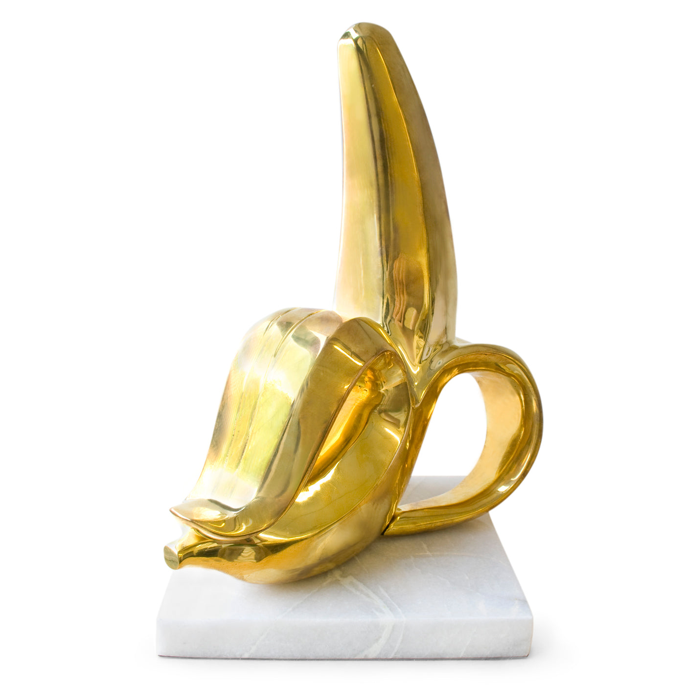 brass banana marble base - front view