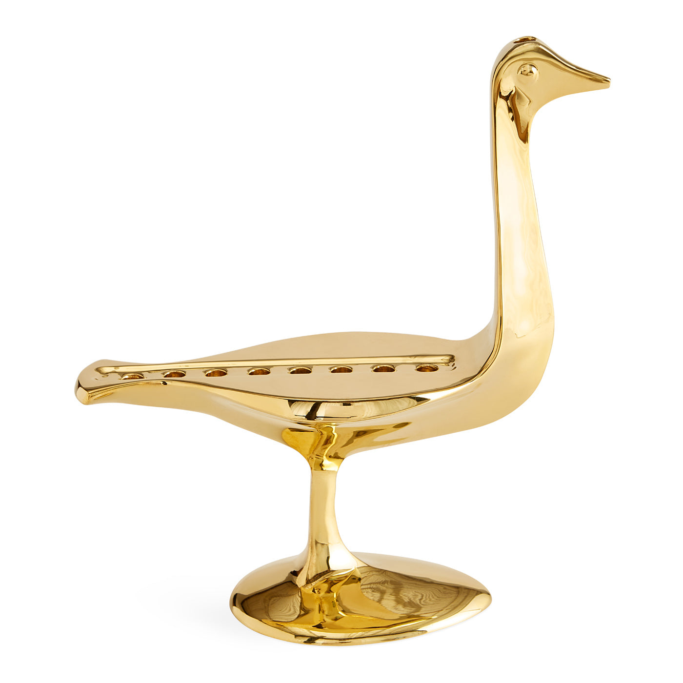 Brass Bird Menorah - side view