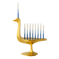 Brass Bird Menorah with candles