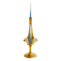Brass Bird Menorah with candles - back view
