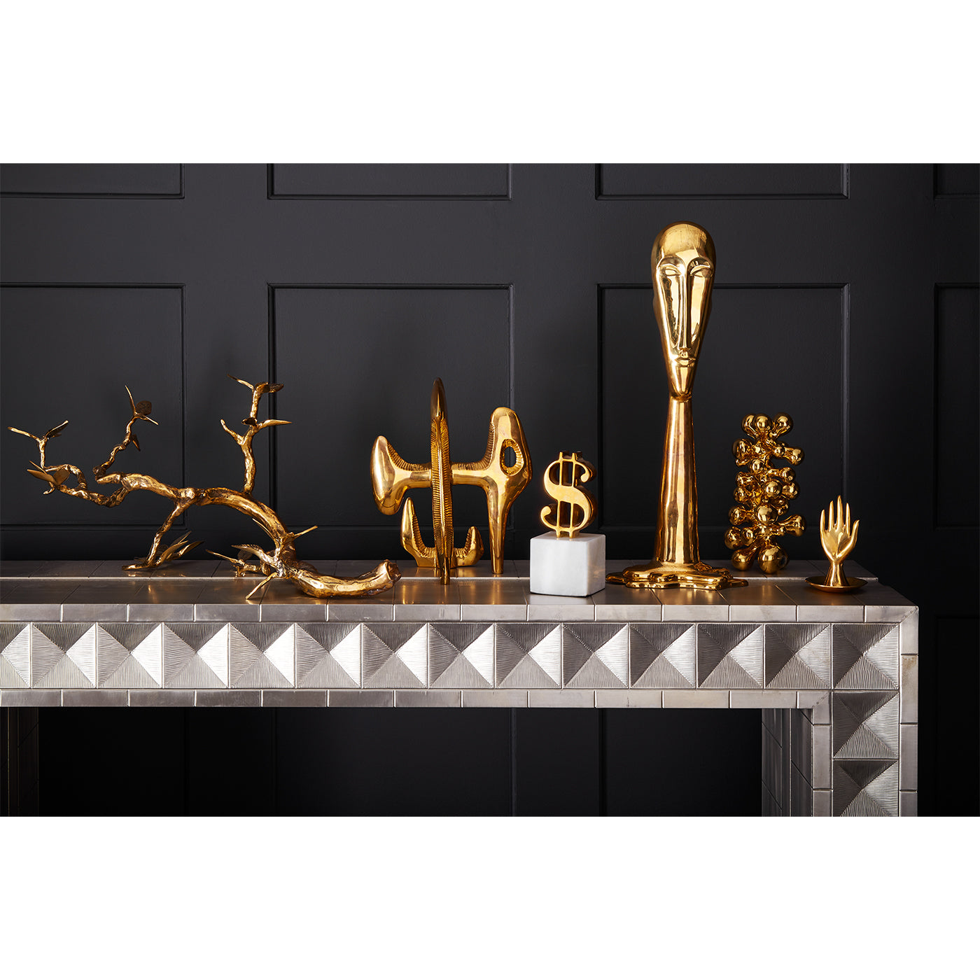 brass collection talitha waterfall console - styled view