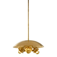 Gold pendant light fixture on a white background