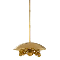 Gold pendant light fixture on a white background