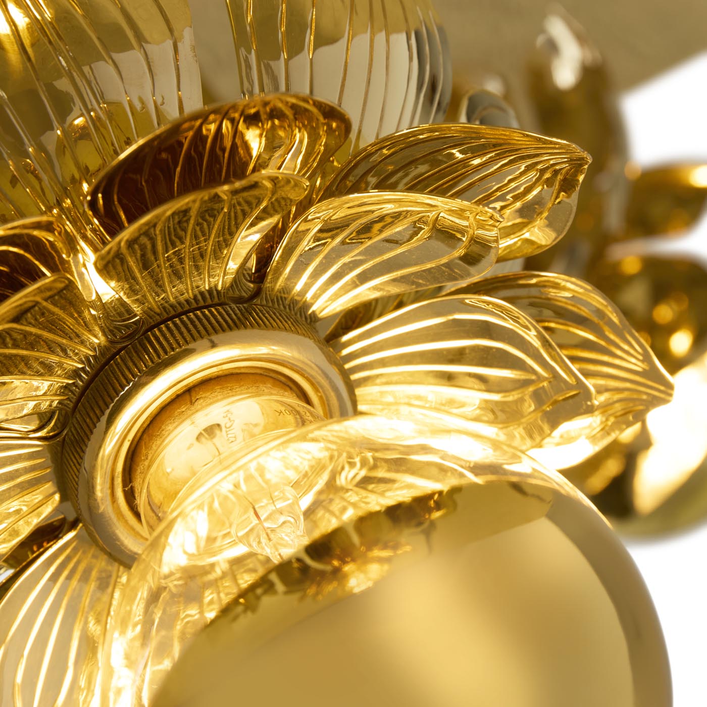 Close-up of a gold decorative object with intricate design