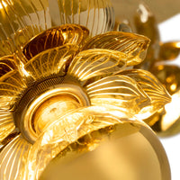 Close-up of a gold decorative object with intricate design