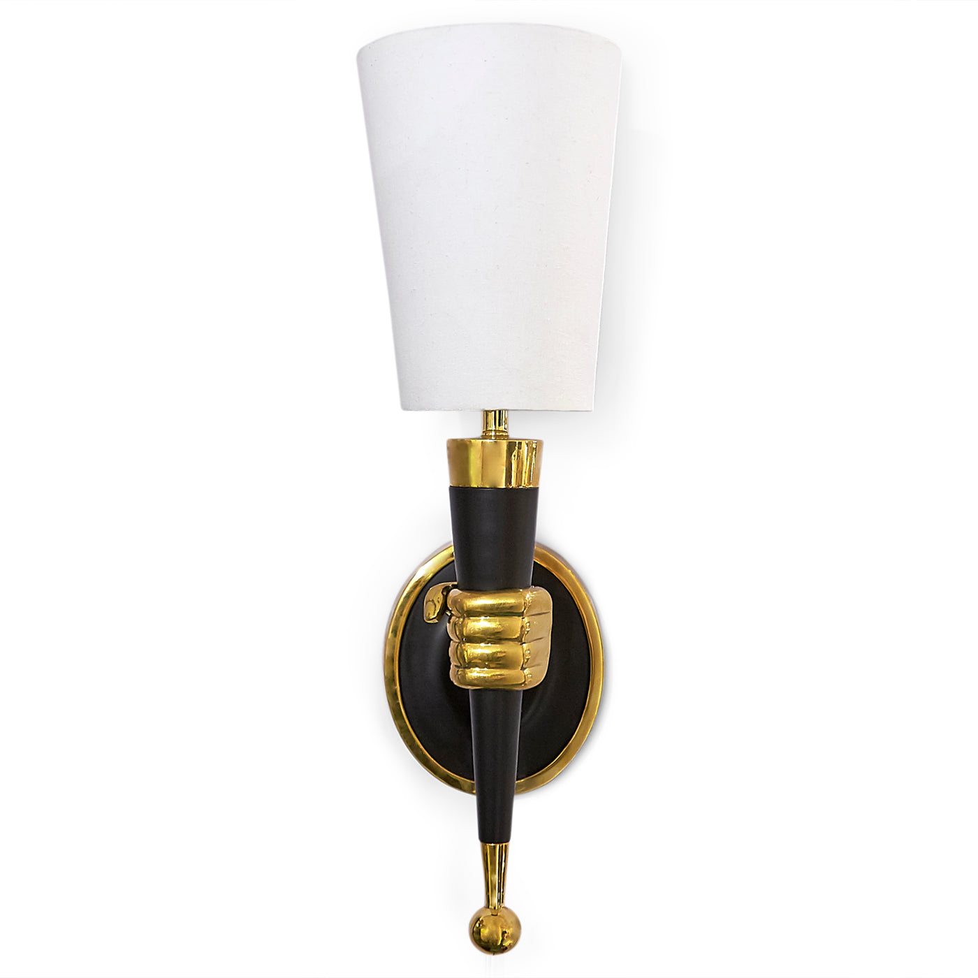 hand sconce brass blackened brass - front view