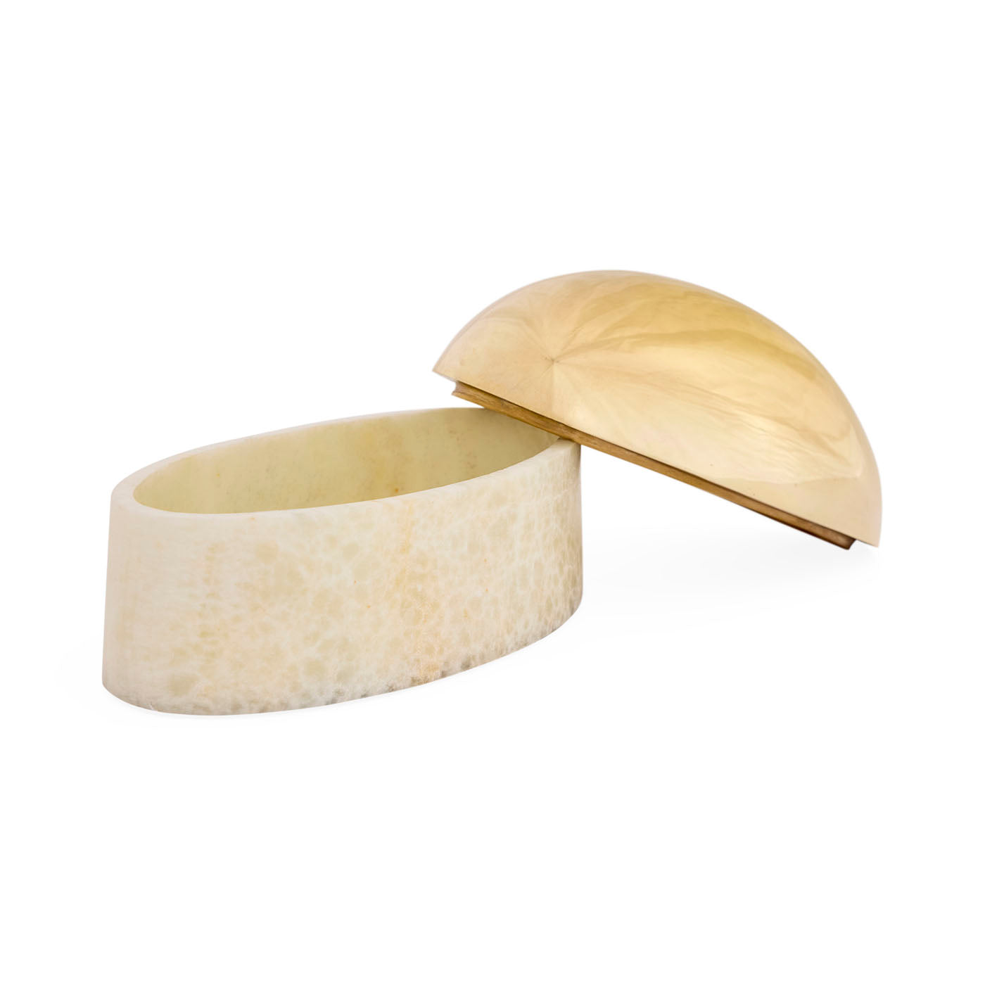 Wooden jewelry box with a lid on a white background