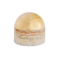 Decorative box with a gold lid and beige body on a white background