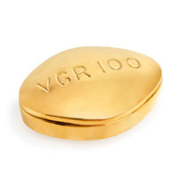 viagra pill box brass - angle view