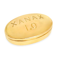 xanax pill box brass - angle view