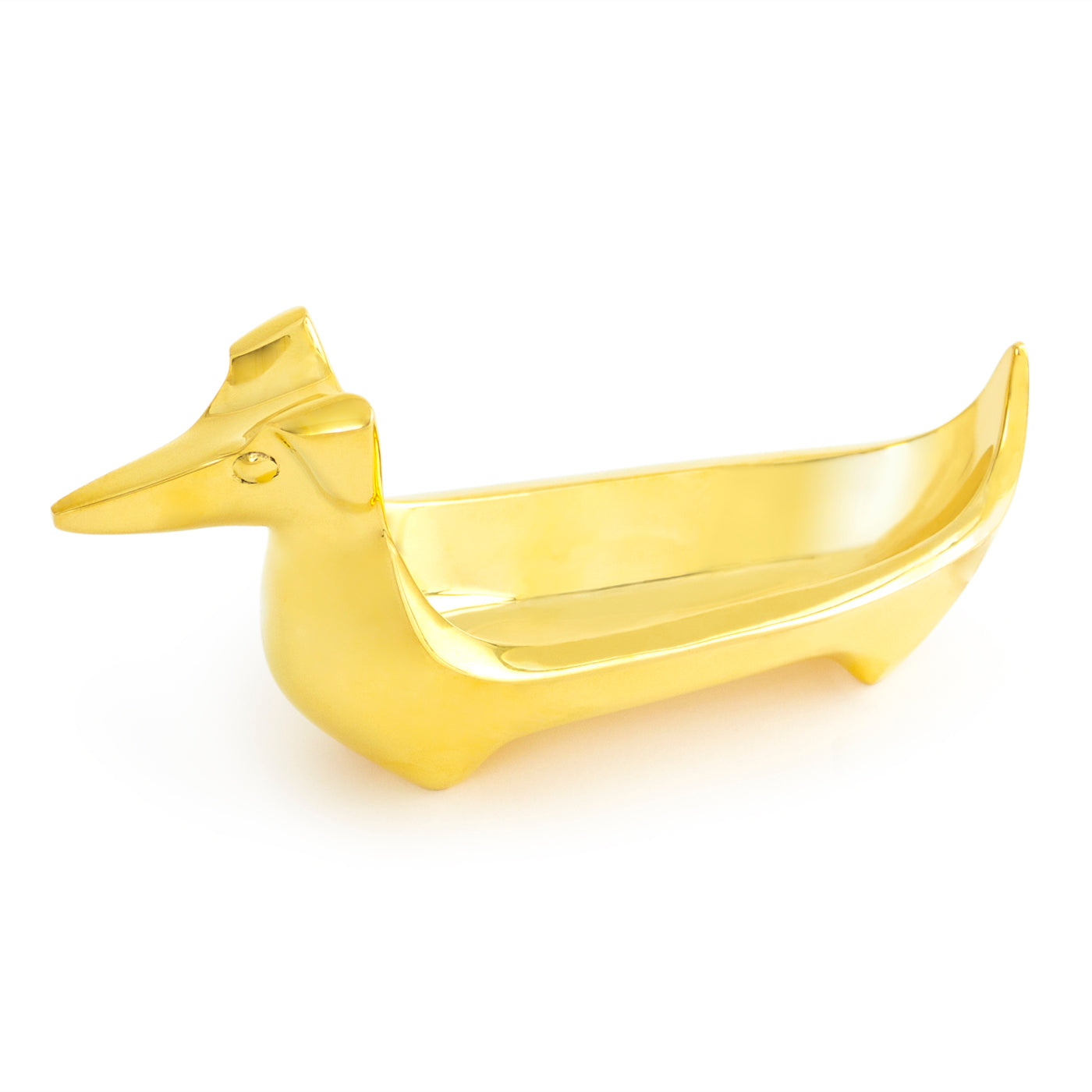 dachshund ring bowl brass - angle view