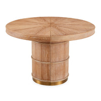 brussels dining table wood brass accents - front view