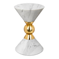 canaan accent table white marble brass accents - front view