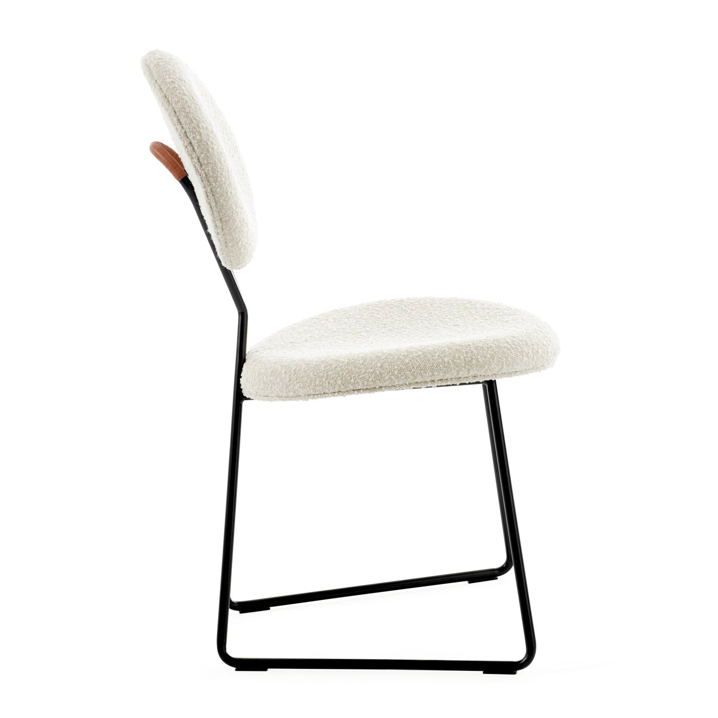 caprice dining chair olympus oatmeal boucle frame metal black - back angle view