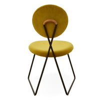 caprice dining chair varese lichen velvet frame metal black - front view