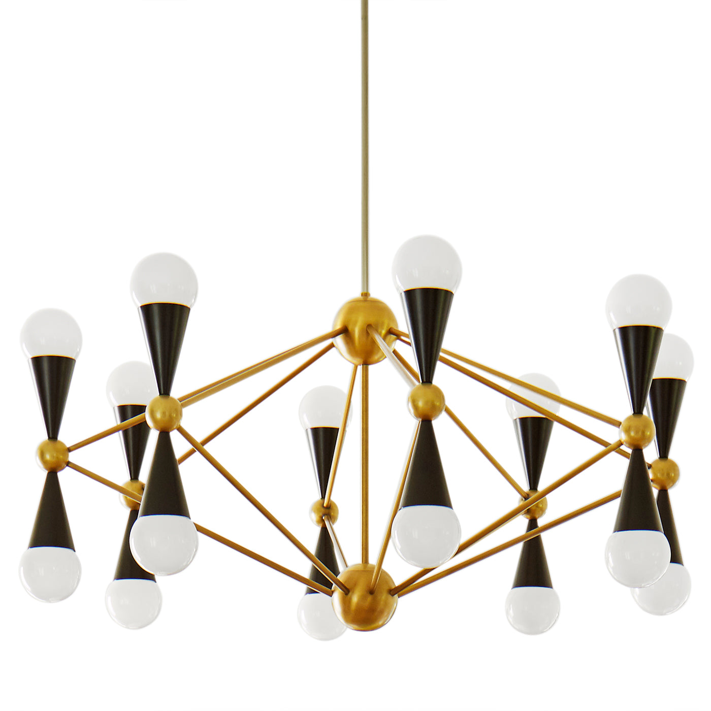 caracas 16-light chandelier brass black white - front view