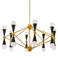 caracas 16-light chandelier brass black white - front view