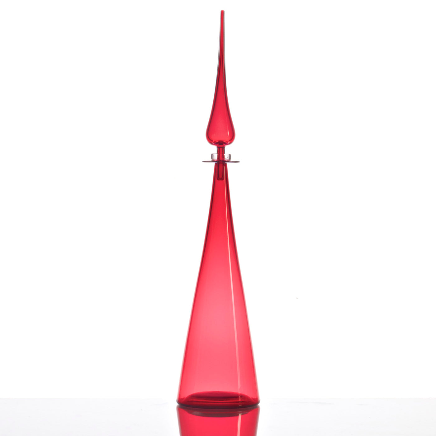 joe cariati straight cone decanter glass red - styled view