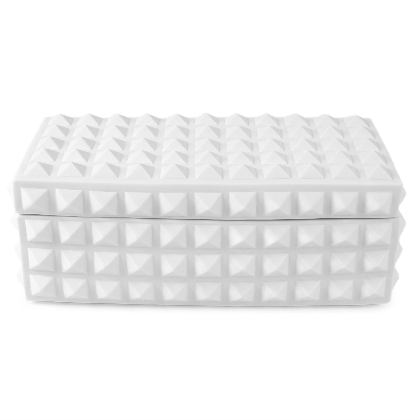 charade square studded box porcelain white - front view