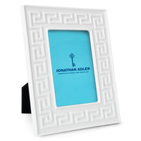 charade greek key frame 4x6 porcelain white - angle view