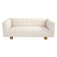 claridge apartment sofa belfast stone linen brass orb feet - front view