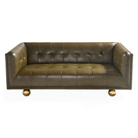claridge apartment sofa olive leather - front view
