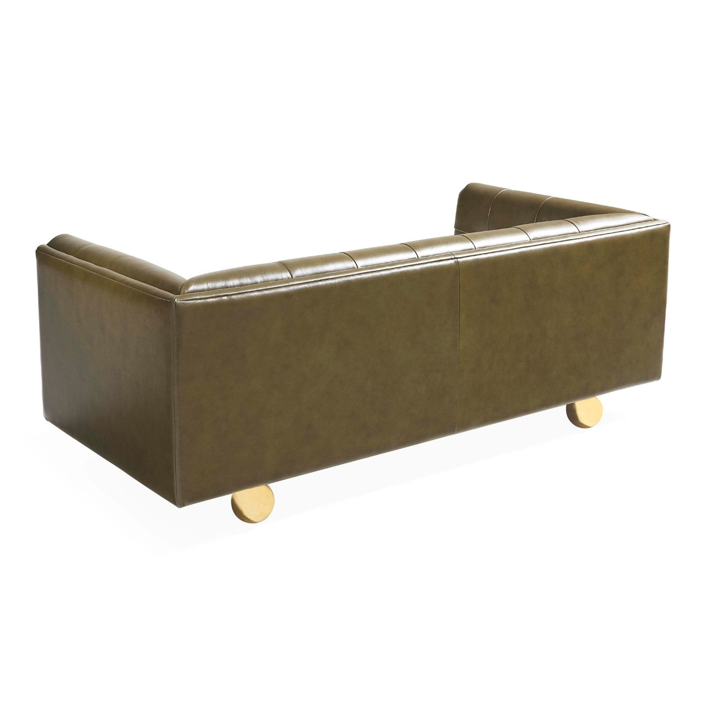 claridge apartment sofa olive leather - angle view