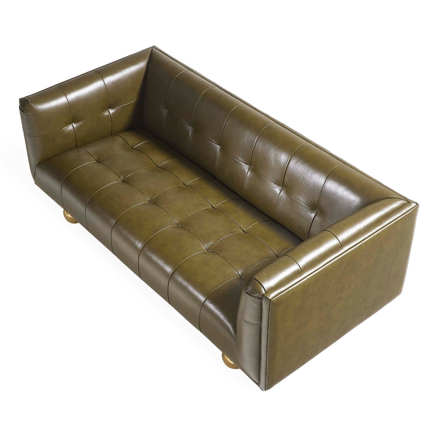 claridge apartment sofa olive leather details view