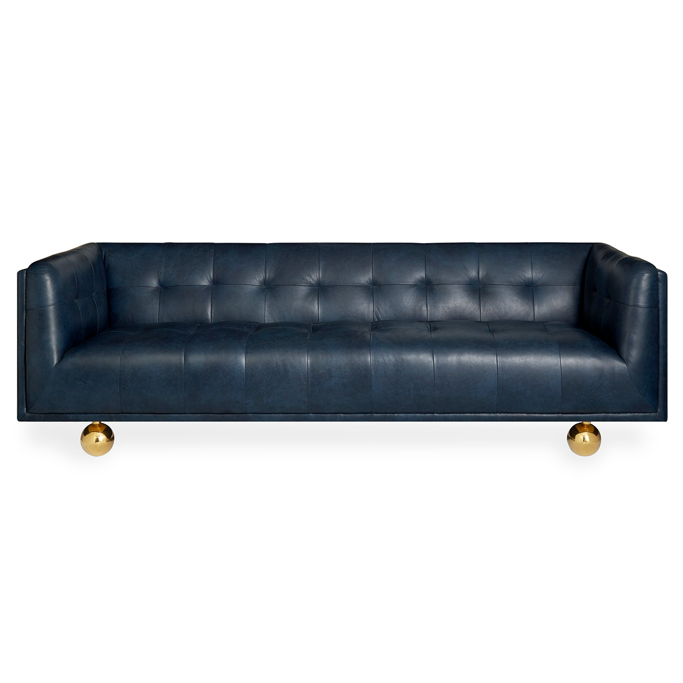 claridge sofa oxford blue leather - front view