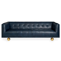 claridge sofa oxford blue leather - front view