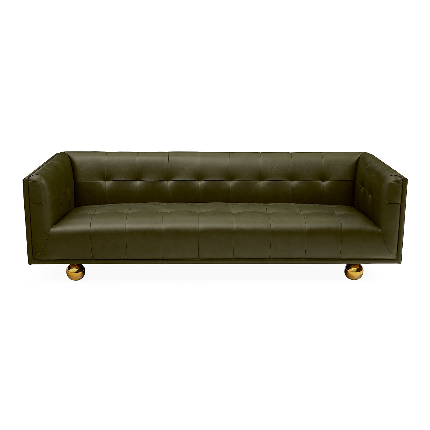 Claridge Sofa - Olive Leather - Front View