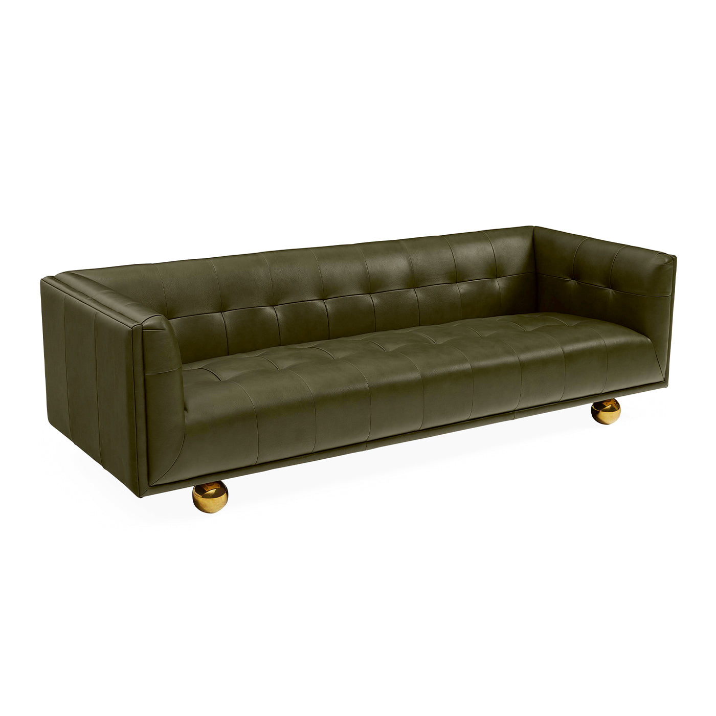 Claridge Sofa - Olive Leather - Angle View
