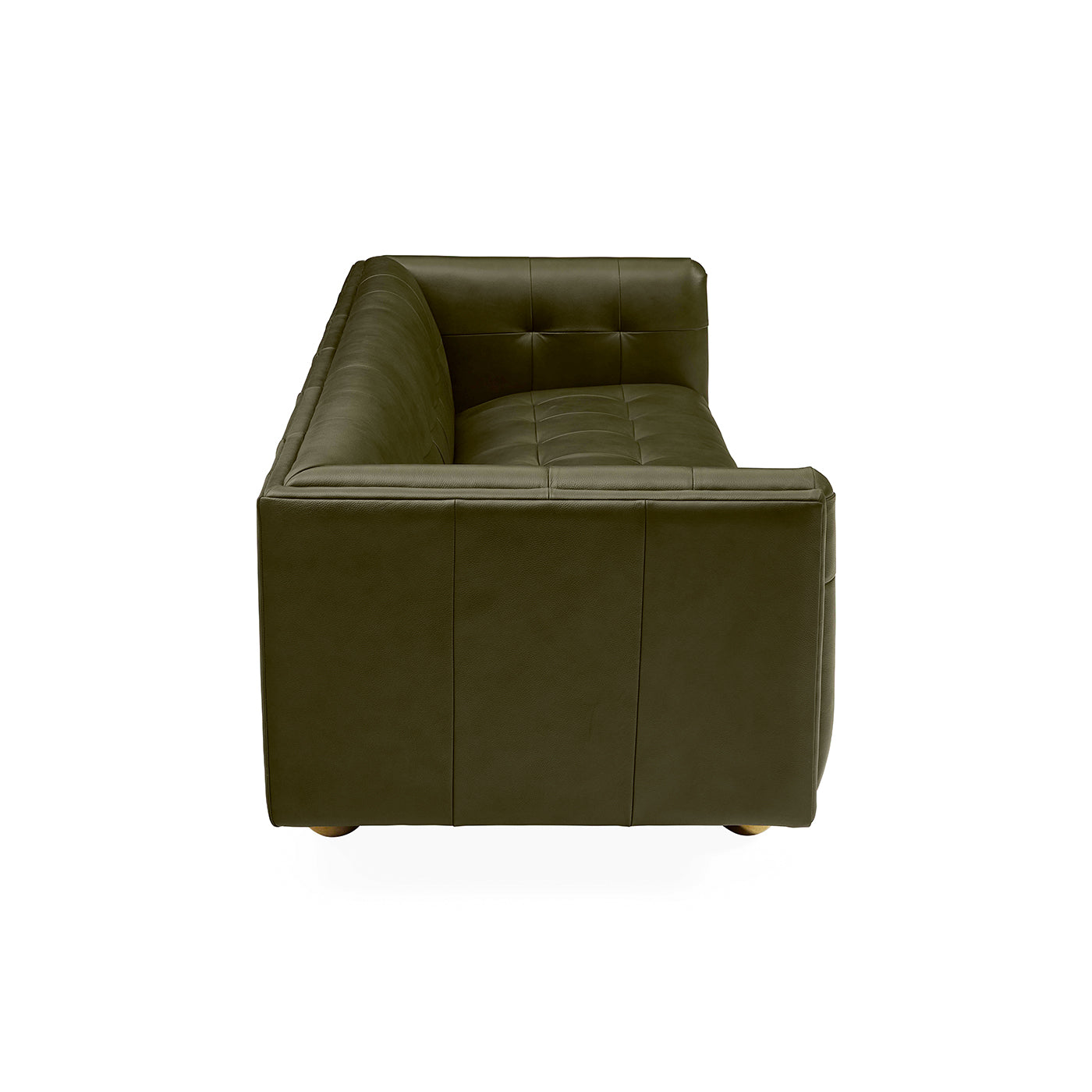 Claridge Sofa - Olive Leather - Side View