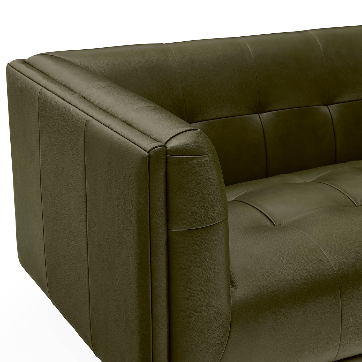Claridge Sofa - Olive Leather - Detail View