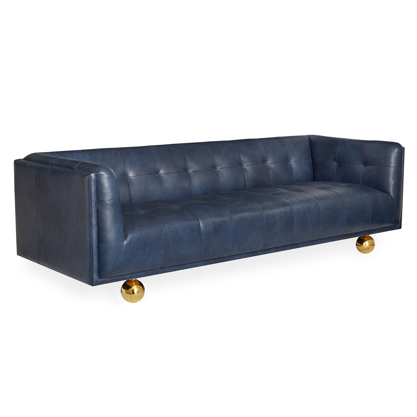 claridge sofa oxford blue leather - side view