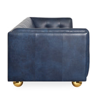claridge sofa oxford blue leather - detail view