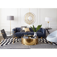 claridge sofa oxford blue scalinatella cocktail table living room - styled view